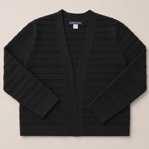 Tommy Hilfiger Black Textured Knit Shrug (MED) Minimal Casual Chic Sweater Crop